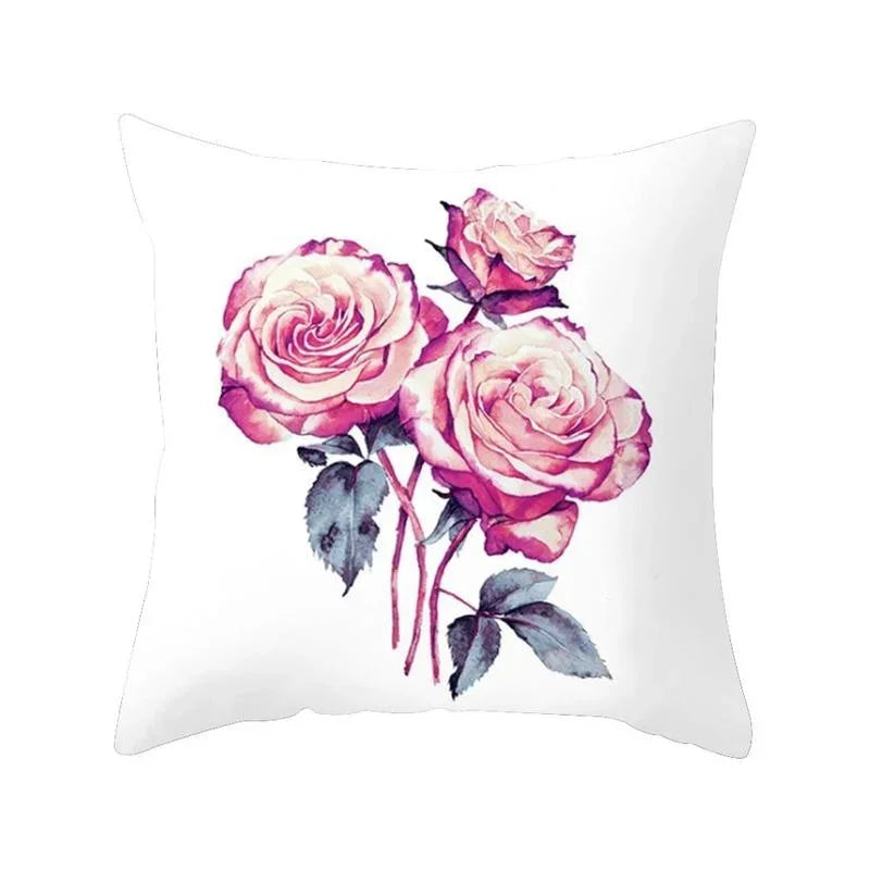 Axyaa Plant Flower Printed Pillow Case for Sofa & Home Decoration