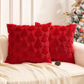 Axyaa Christmas Tree Embroidered Pillowcase - Festive Red Green Decor