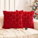 Axyaa Christmas Tree Embroidered Pillowcase - Festive Red Green Decor