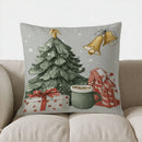Axyaa Christmas Wreath & Bow Decor Pillow Cover for Sofa, Bedroom, Car