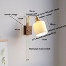 Axyaa Ceramic Copper LED Wall Lamps with Pull Chain Switch for Home Decor