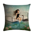 Axyaa Fairy Girl Linen Pillowcase for Home Decor 45X45CM