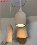 Axyaa Cement LED Pendant Light: Minimalist Wabi Sabi Chandelier for Home Decor