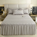 Axyaa Quilted Bed Skirt Mattress Protector Bedspread Solid Color Skin-friendly