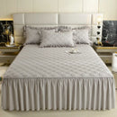 Axyaa Quilted Bed Skirt Mattress Protector Bedspread Solid Color Skin-friendly