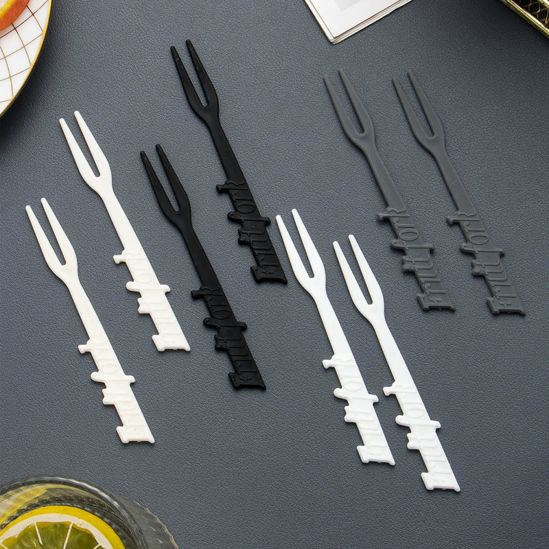 Axyaa 100PCS Plastic Fruit Fork Set for Home, Restaurant, Picnic, Camping - Reusable
