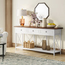 Axyaa Farmhouse Console Table with 3 Drawers & Storage Shelf