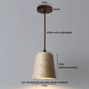 Axyaa Yellow Travertine Stone LED Pendant Lamp Retro Wood Hanging Lights