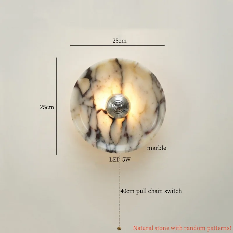Axyaa Circular Marble LED Wall Lamps Nordic Minimalism Living Room Lights