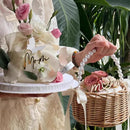 Axyaa Woven Flower Basket with Pearl Handle - Wedding Decor & Picnic Baskets