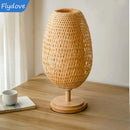 Axyaa Vintage Rattan LED Table Lamp, Stepless Dimmable Night Light for Bedroom and Living Room