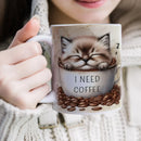 Axyaa Cute Cat Mug - Kitty Lover's Gift - Office Coffee Tea Cup