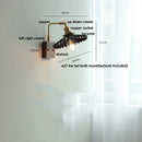 Axyaa Nordic Modern LED Wall Lamp Walnut Wood Ceramic Copper Pull Chain Switch
