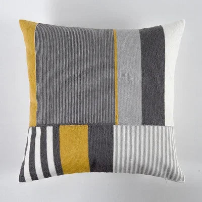 Geometric Embroidered Pillow Cover 45x45cm for Living Room by Axyaa
