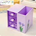 Axyaa Kawaii Desk Pen Holder & Organizer Box - Multifunctional Desktop Storage Organizing