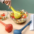 Axyaa Kitchen Utensil Set: Colander Spoon, Food Tongs, Beater, Steak Clip, Soup Filter