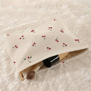 Cherry Printed Corduroy Makeup Bag Large Capacity for Axyaa Brand
