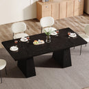 Axyaa 63-Inch Black Dining Table: Modern Kitchen Table for 4-6, Sturdy Wood Legs