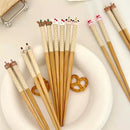 Axyaa Kawaii Bear Wooden Chopsticks | Cute Japanese Sushi Tableware for Girls & Adults