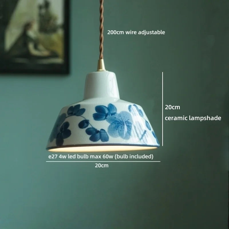 Axyaa White Ceramic Copper LED Pendant Lamp for Bedroom and Dining Table