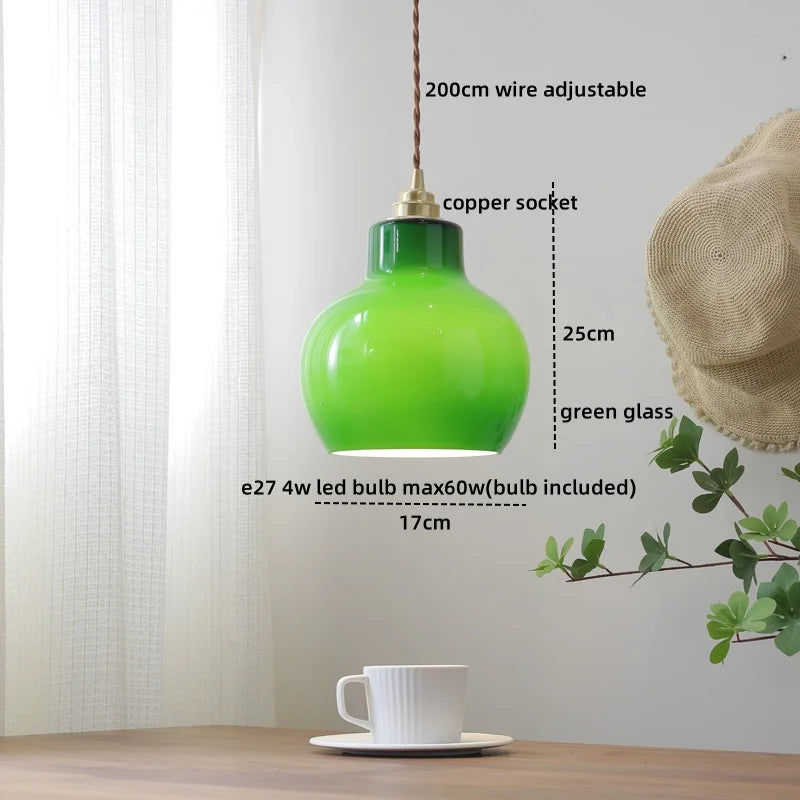 Axyaa Glass Copper LED Pendant Light for Home Decor - Nordic Style