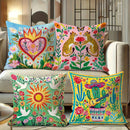 Colorful Floral & Animal Pattern Pillow Covers by Axyaa - Sofa Bedroom Car Pillow Cover