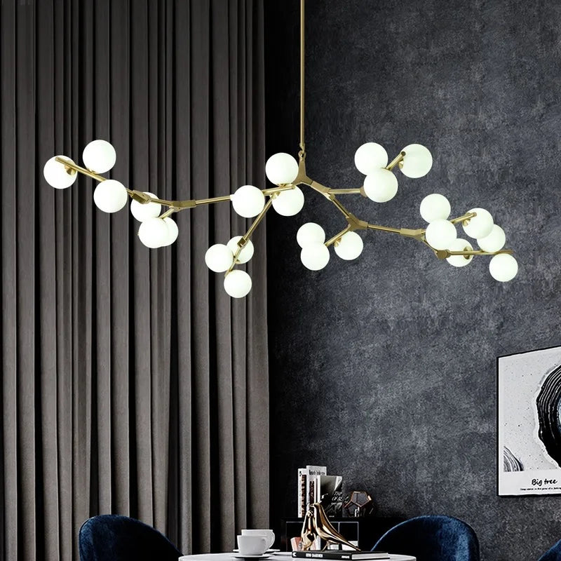 Axyaa Nordic Glass Ball Chandelier - Modern Magic Bean Pendant Lamp