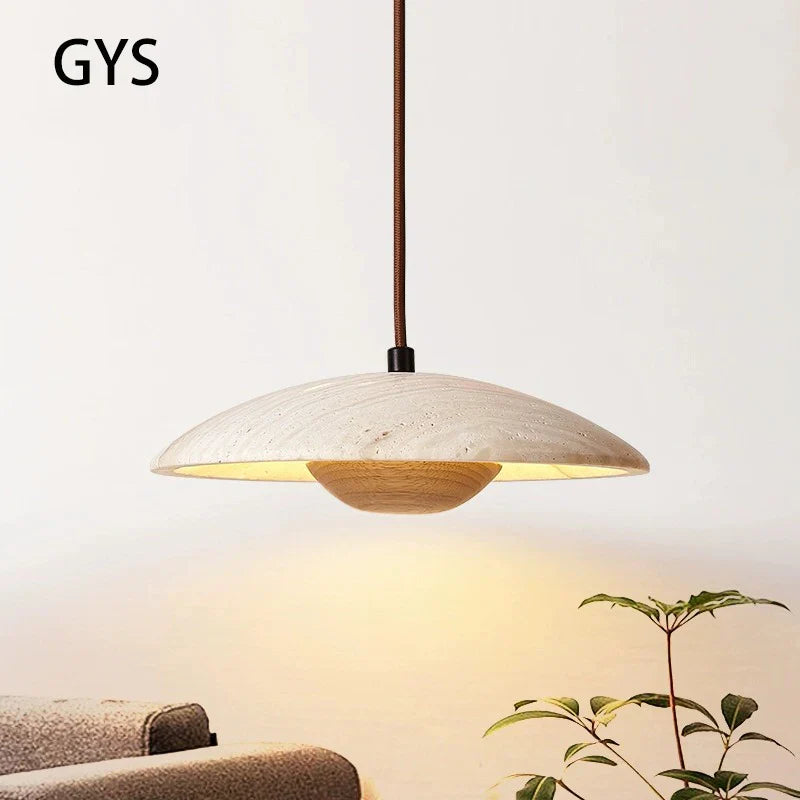 Axya Cream Danish Style LED Chandelier | Bedroom Pendant Lamp Wood Hanging Fixture