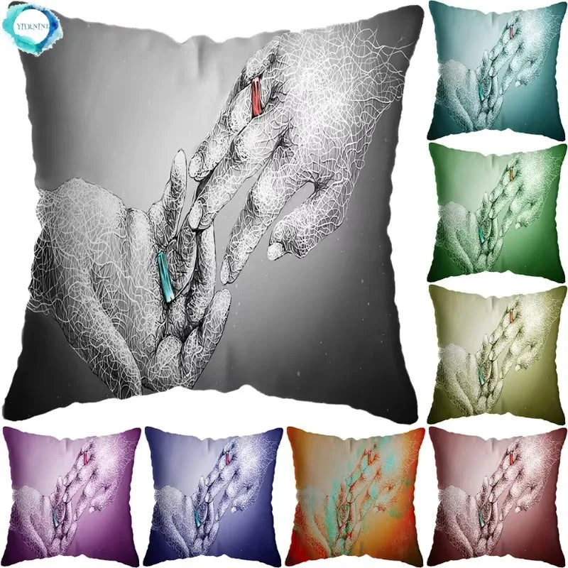 Axyaa Abstract Hands Art Decor Pillow Cover 45x45cm