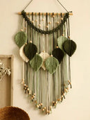 Axyaa Green Leaf Macrame Wall Hanging Tapestry | Boho Cotton Tapestries for Home Decor