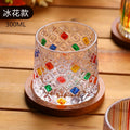 Axyaa Glass Tumbler Set with Wooden Tray, Premium Quality Whiskey Cup for Spirits