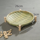 Axyaa Bamboo Dried Fruit Tray Decor Basket Stand Large Capacity Wedding