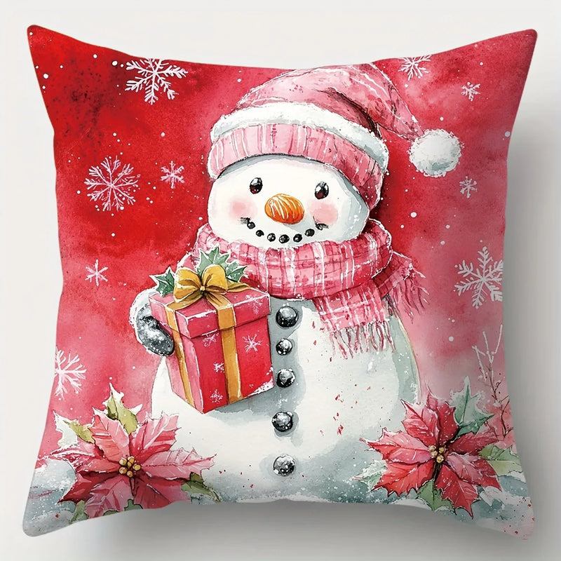 Axyaa Christmas Pillowcase - Red Santa Claus Snowman Sofa Cover - Home Decor Gift