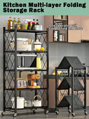 Axyaa Multi-layer Folding Storage Rack with Wheels
