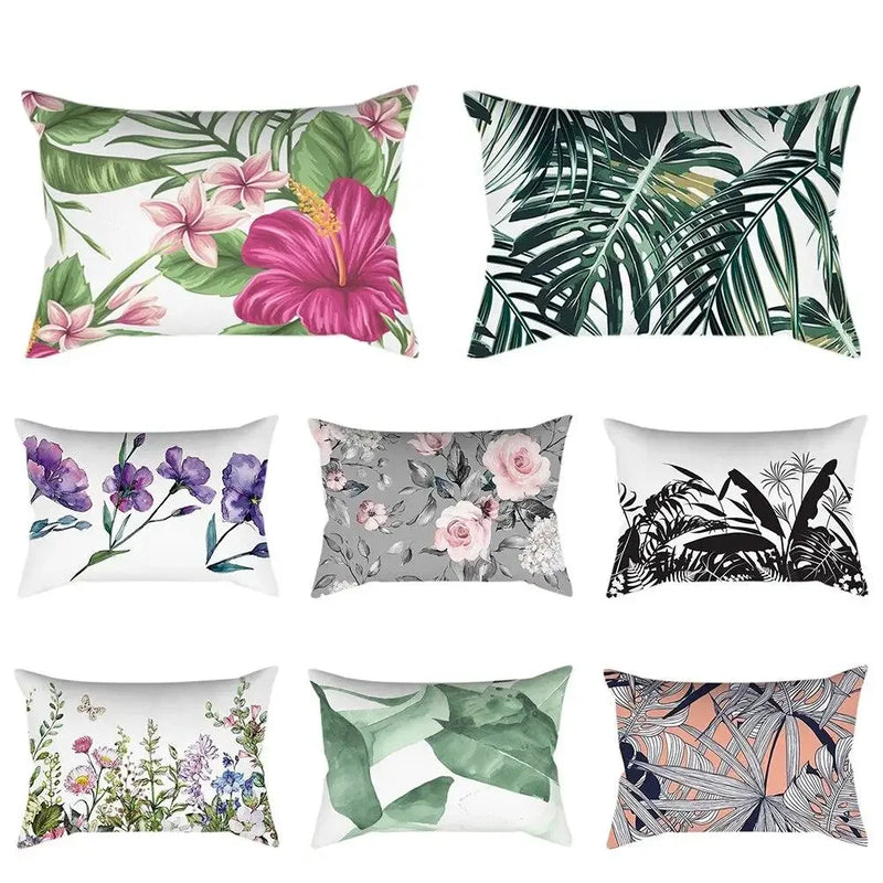 Axyaa Plant Art Polyester Cushion Cover Elegant for Living Room Sofa 30x50cm