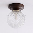 Axyaa Walnut Wood Glass LED Ceiling Light Fixture for Modern Spaces