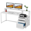 Axyaa Industrial Office Desk with File Drawer and Monitor Stand