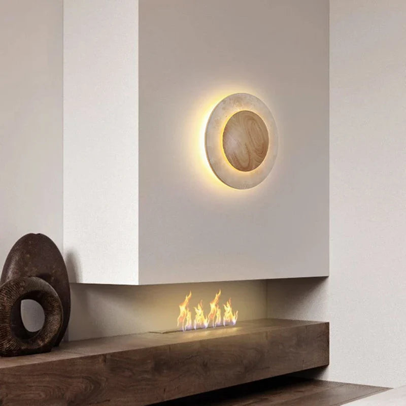 Axyaa Round Stone LED Wall Light for Hotel Living Room Sconce