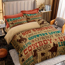 Rustic Cowboy Knight Printed Duvet Cover Set by Axyaa
