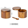 Axyaa Wooden Salt Cellar with Spoon and Swivel Lid