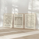 Neutral Abstract Wall Art Set by Axyaa: Beige Plant Prints, Unframed William Morris & Taupe Matisse Reprints