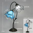 Axyaa Lotus Flower Tiffany Stained Glass Table Light Fixture, LED Bedroom Lamp