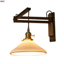 Axyaa Nordic Ceramic LED Wall Light - Stretchable Wood Bedside Lamp