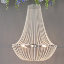 Axyaa Crystal Beads Chandelier: Elegant Silver Iron Hanging Lamp for Living Room, Kitchen, and Parties