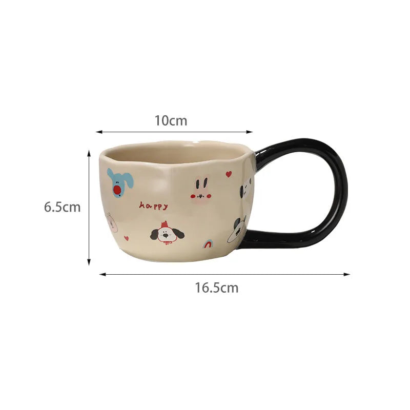 Axya Irregular Cartoon Ceramic Mug with Large Handle for Coffee & Tea