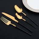 Axyaa Golden Mirror 16Pcs Stainless Steel Cutlery Set - Western Silverware Flatware