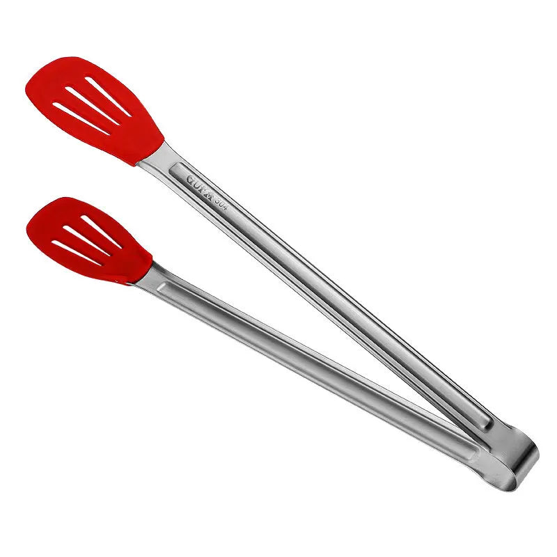 Axyaa Silicone Hollow Head BBQ Tongs for Home Cooking Essentials