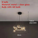 Axyaa Glass Bubble LED Pendant Lights - Modern Living Room Hanging Lamps