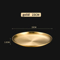 Axyaa Gold Stainless Steel Round Shallow Tray Plate for Camping BBQ Picnic