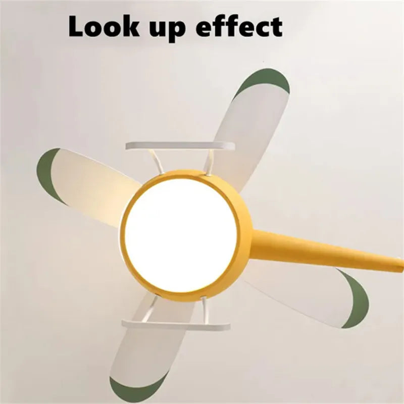 Axyaa Nordic Helicopter Ceiling Fan Chandelier: Creative Cartoon Baby Room Decorlamp